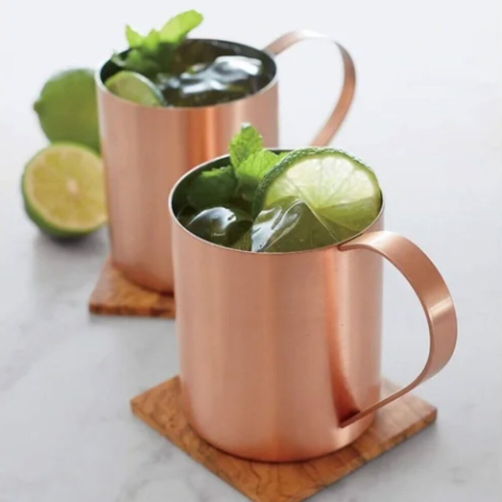 Crate and Barrel Moscow Mule 16-Oz. Mug Set of 4 - Stainless Steel Copper Finish